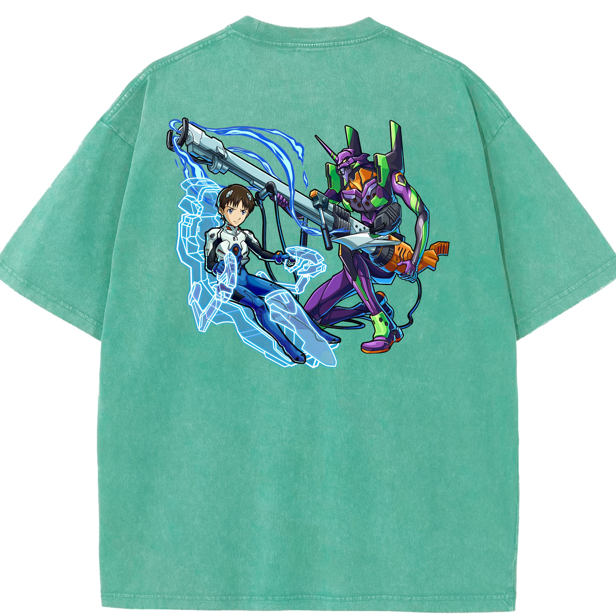 （画像用） EVA 新世紀エヴァンゲリオン 綿100% ヴィンテージ風 半袖Tシャツ（背面プリント）